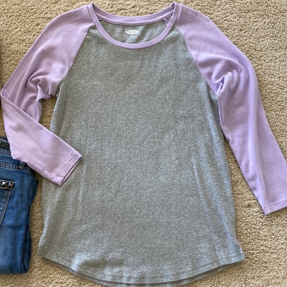 Old Navy Grey & Lavender Baseball Style Tee - Picture 2 of 6